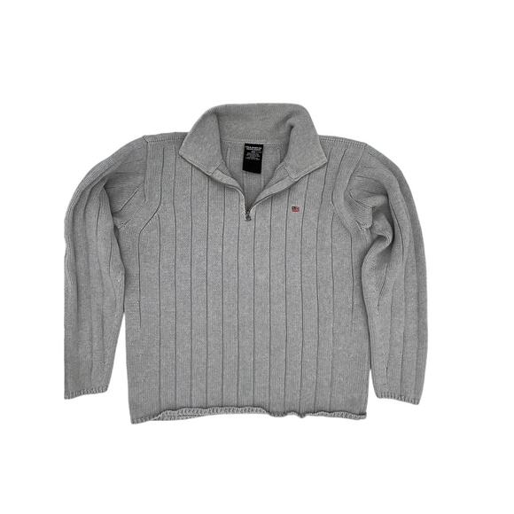 Polo Jeans Co. Ralph Lauren Men's Henley Pullover Chunky knit Seater in grey - Picture 2 of 9